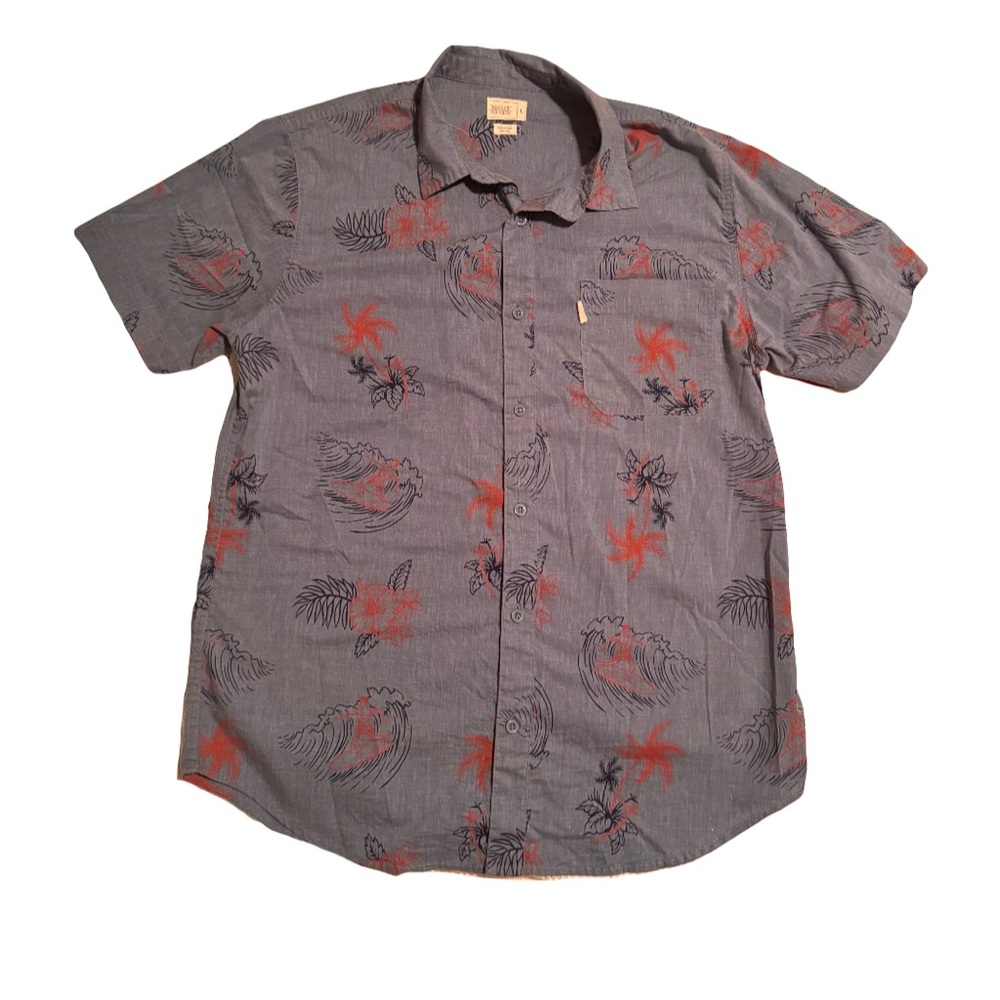 Walker Refinery Men’s Button Up Shirt Surfer Hawaiian Camp Size Large